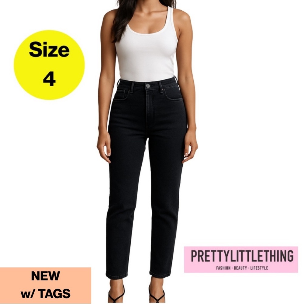 NEW w TAGS 🏷️ PRETTYLITTLETHING Classic Straight Leg Jeans (Tall Fit: Size 4)